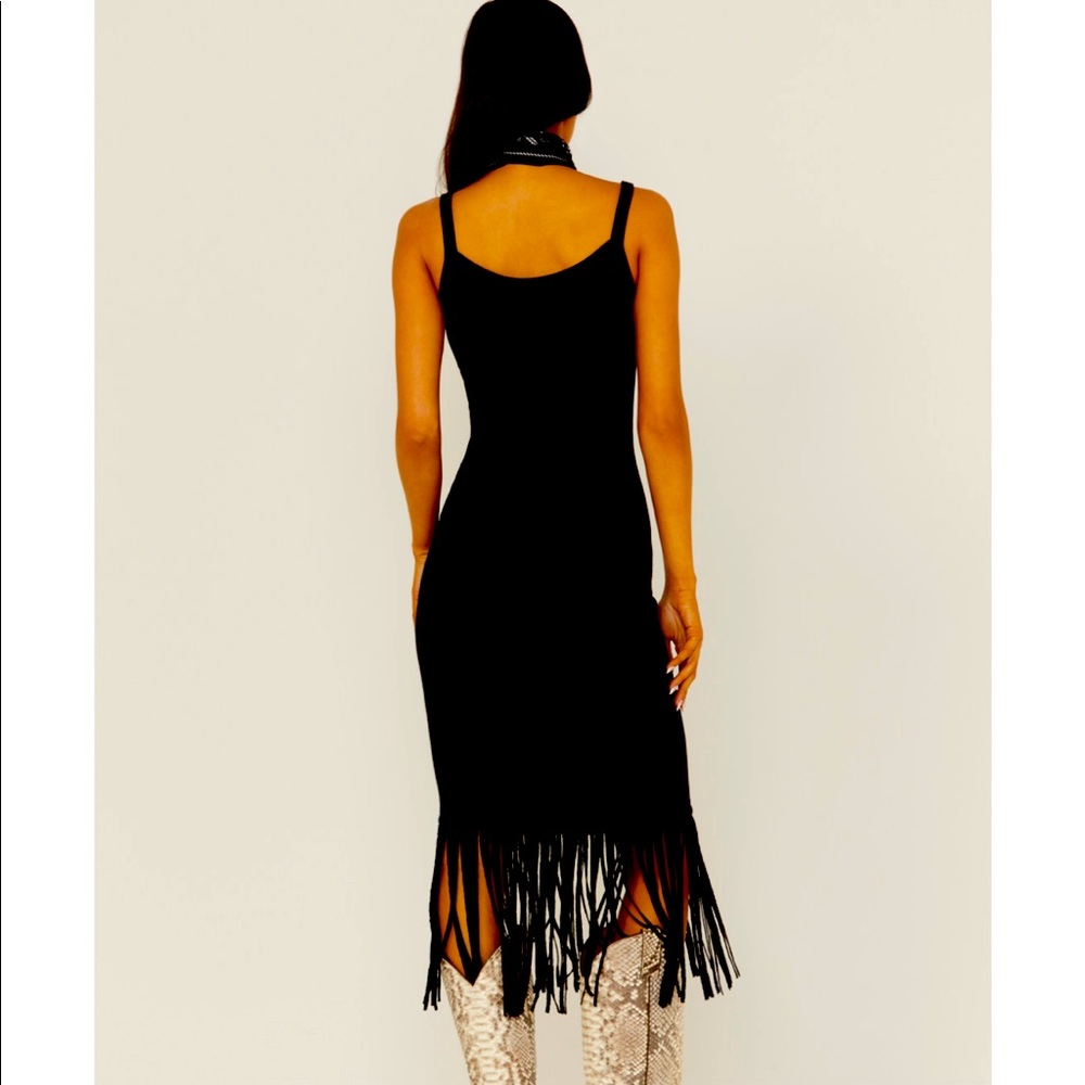 Idyllwind Women’s Jewel Street Knit Fringe Dress, size Med, black. NWT